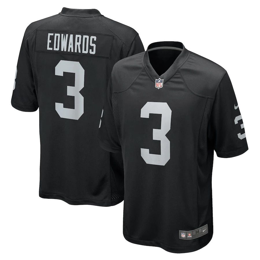 Men Las Vegas Raiders 3 Bryan Edwards Nike Black Game Player NFL Jersey
